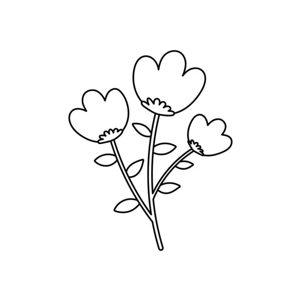 Linie Kunst Design Cartoon Blume Illustration — Stockvektor