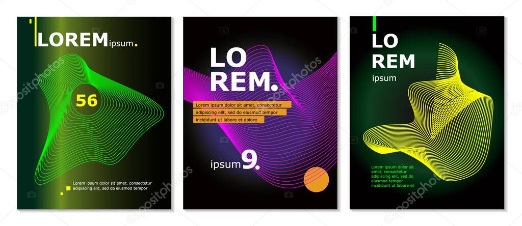 Set of brochure, annual report, flyer design templates with line shapes. Vector illustrations for business presentation, layout template designs, Banners, Posters Flyers and Banner Designs