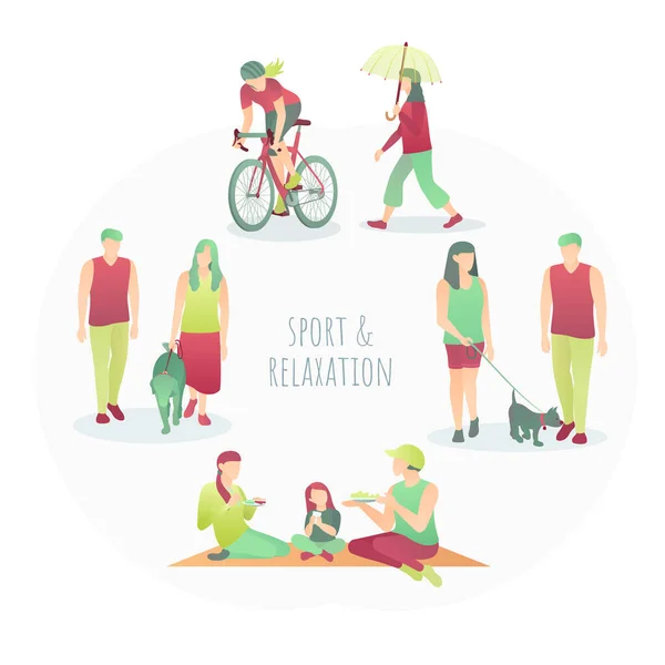 Sport and relaxation concept banner flat vector illustration