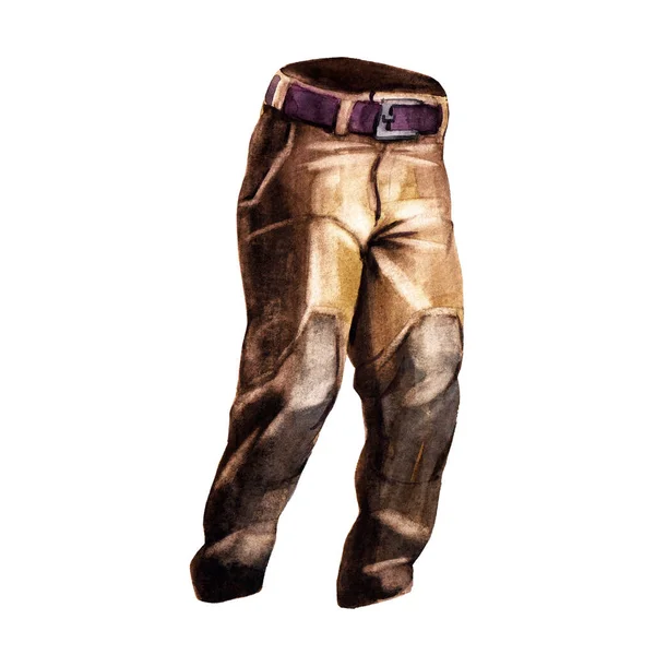 Pantaloni Campeggio Pantalone Trekking Beige Con Cintura Pelle Abbigliamento Turistico — Foto Stock