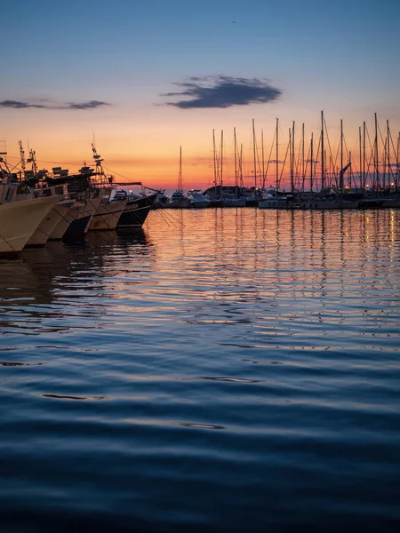 Vrsar Croatia June 2018 Sunset Port Yachts Orange Horizon — Stock Photo, Image