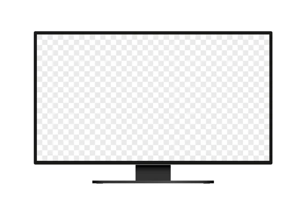 コンピュータやテレビのモニターのフラットデザインイラスト テキストや画像を追加するための空白の白い画面を持つ黒いフレーム 白い背景に隔離されたベクトル — ストックベクタ