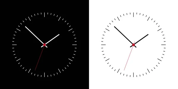 Плоский Дизайн Часов Лицом Руками Набор Часов Черно Белом Фоне — стоковый вектор