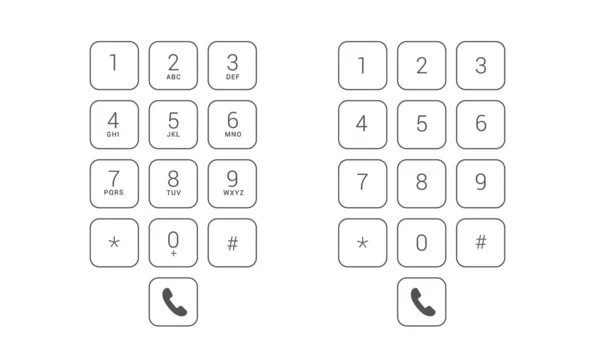 文字や数字とダイヤルキーボードタッチスクリーン携帯電話のフラットデザインイラストセット 透明な四角形のボタン ベクター — ストックベクタ