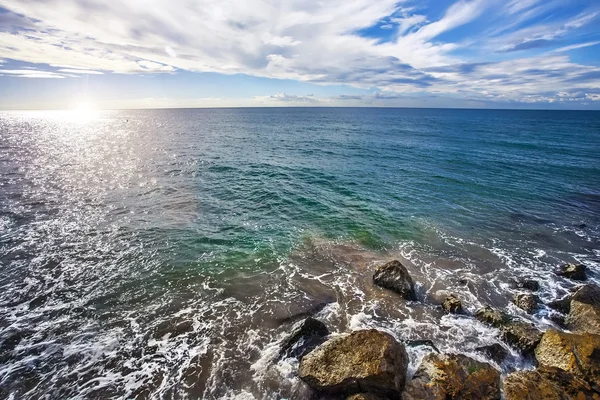 Deniz Manzaralı Parroquia de Sant Bartomeu ben Santa Tecla Sitges S — Stok fotoğraf