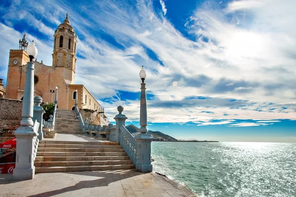 Parroquia de Sant Bartomeu i Santa Tecla Sitges, Spanyolország Stock Kép