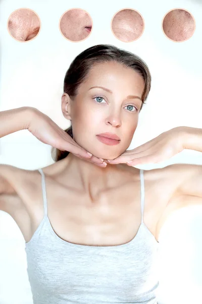 Ženy Čtyřiceti Letech Starají Zdraví Kůže Výsledek Před Léčbě Portrét — Stock fotografie