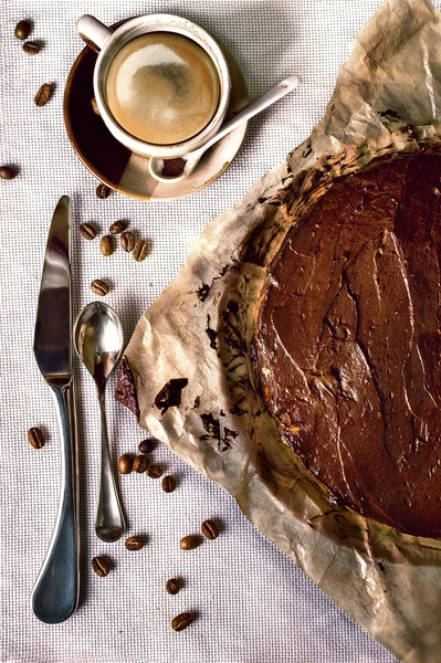 チョコレートケーキとコーヒー — ストック写真