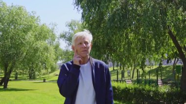 Düşünceli yaşlı adam parkta plan yapar ve düşünür, gri saçlı emekliler dışarıda karar verir ve seçim yaparlar.