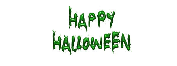 Joyeux Halloween Salutation Illustration Colle Paillettes Verte Calligraphie Créative Isolée — Photo