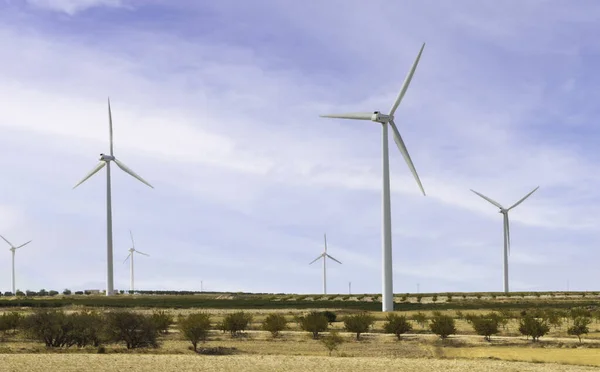 Wind Turbines Electric Power Production Hot Summer Day Zaragoza Aragon — Stock Photo, Image