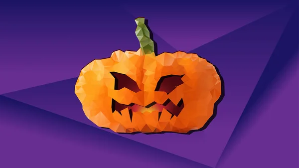 Uma Abóbora Halloween Fundo Roxo Jack Lanterna Ilustração Vetorial Baixo —  Vetores de Stock