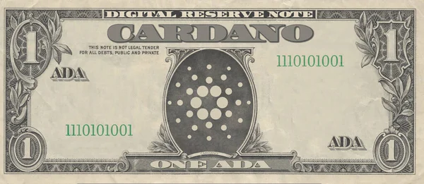 Bir cardano (ADA) bir dolarlık banknot simülasyonu. Finans ve yatırım kavramı