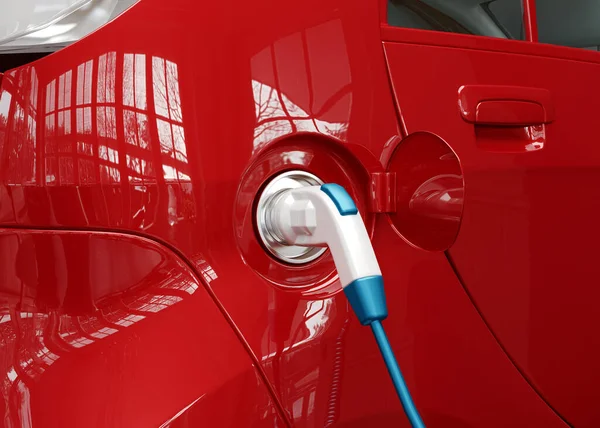 Stromversorgung für das Laden von Elektroautos. Ladestation für Elektroautos. 3D-Darstellung — Stockfoto