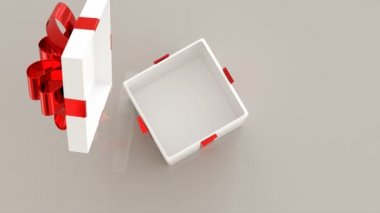 Hediye kutuları açılıyor. Güzel kurdeleli 4 farklı Noel hediyesinin animasyonu. 3d oluşturma