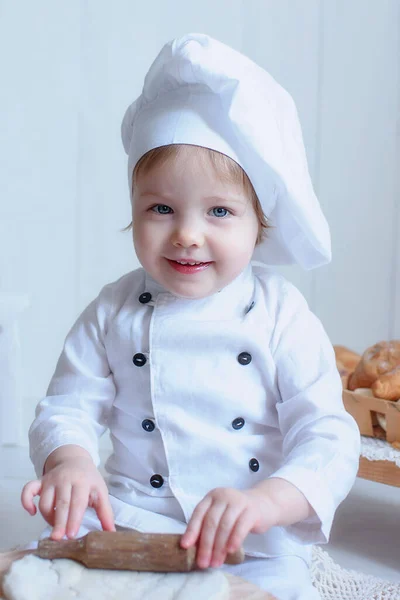 Portrait Une Petite Fille Tenue Boulanger Choix Future Profession — Photo
