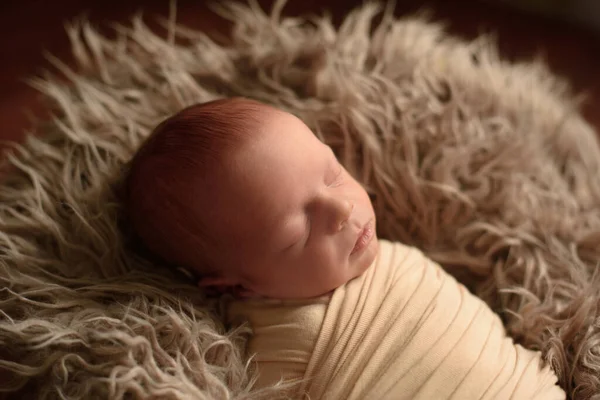 Pequeño Bebé Durmiendo Dulcemente Niño Recién Nacido —  Fotos de Stock