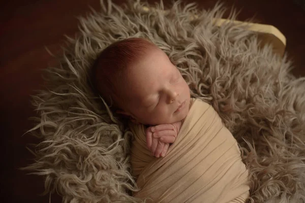 Pequeño Bebé Durmiendo Dulcemente Niño Recién Nacido —  Fotos de Stock