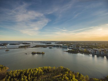 Lehtisaari 'nin hava görüntüsü, Helsinki, seçici odak