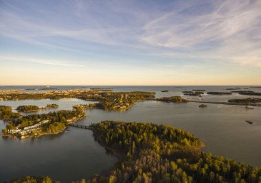 Lehtisaari 'nin hava görüntüsü, Helsinki, seçici odak