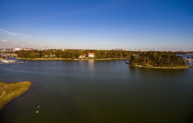Lehtisaari 'nin hava görüntüsü, Helsinki, seçici odak