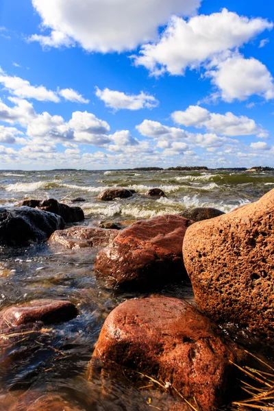 Viharos őszi tenger, lauttasaari, Finnország — Stock Fotó