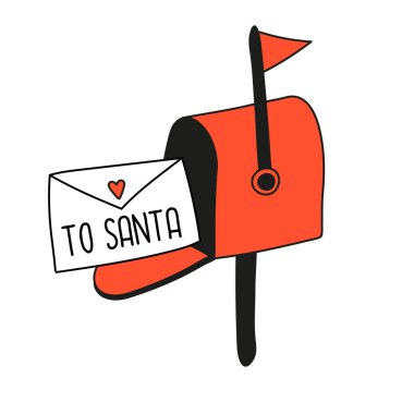 Noel Baba 'ya yeni yıl mektubu. El çizimi..