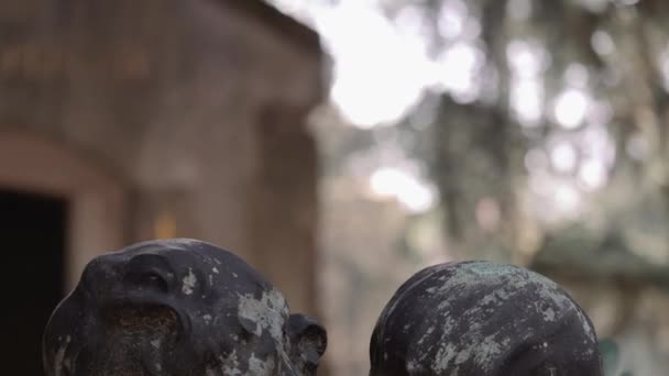 Статуя двух детей — стоковое видео