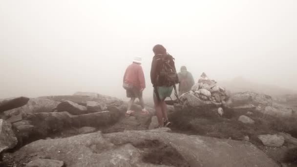 Família caminhadas alta montanha expedição — Vídeo de Stock