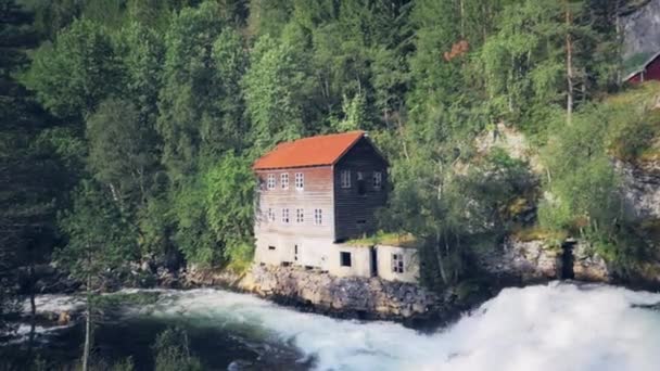 Magisk plats på skogen och cascade — Stockvideo