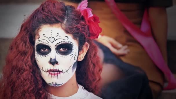 Modelo de crânio catrina do méxico — Vídeo de Stock