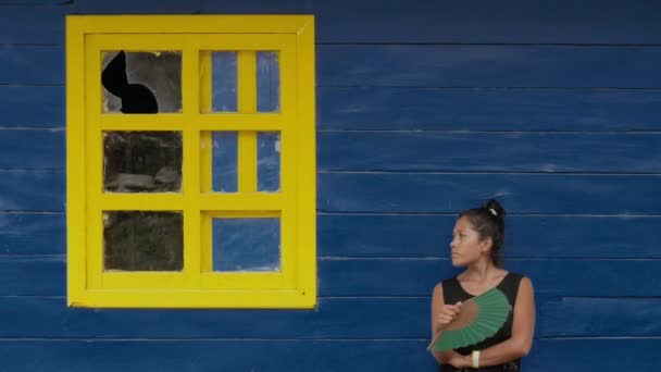 Hispanische Frau fächert auf — Stockvideo