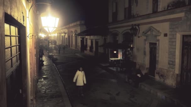 People walking at night on the street — Stock Video