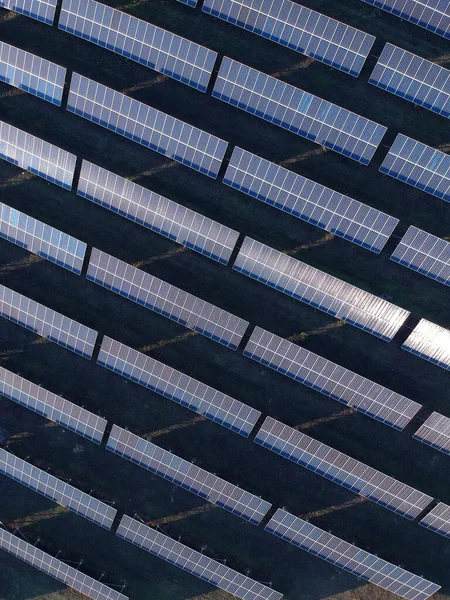 Aerial Photo Solar Power Plant Many Solar Energy Panels Countryside — Stock Photo, Image