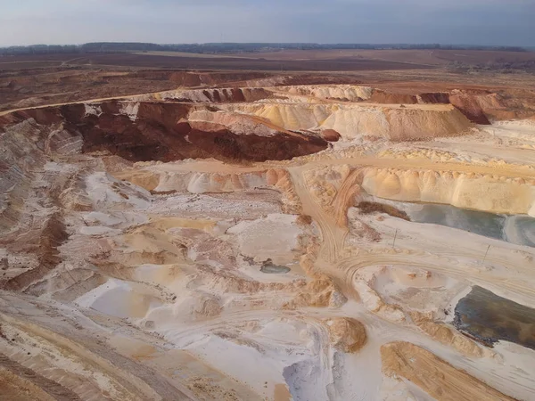 Aerial View Quartz Sand Quarry Industrial Place Ukraine Nobody — Stock Photo, Image