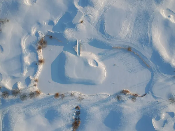 Widok Lotu Ptaka Pole Golfowe Okresie Zimowym Nikt — Zdjęcie stockowe