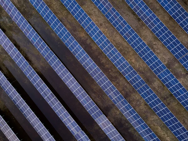 Flygfoto Över Solkraftverk Fält För Generering Energi Från Solen Inga — Stockfoto
