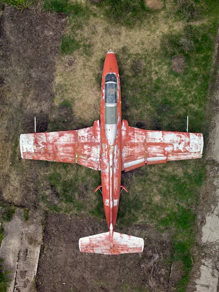 Velho Aeródromo Abandonado Com Aviões Abandonados Vista Aérea Drone — Fotografia de Stock