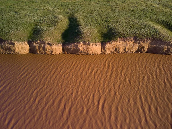 Aerial Top View Pink Salt Lake Azov Ukraine — Stock Photo, Image