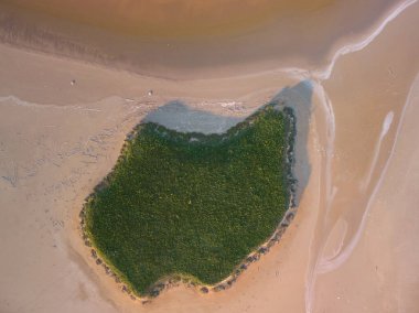 Pembe bir tuz gölünün havadan görünüşü. Azov Ukrayna