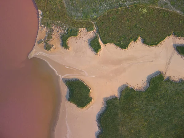 Bovenaanzicht Vanuit Lucht Een Roze Zoutmeer Azov Oekraïne — Stockfoto