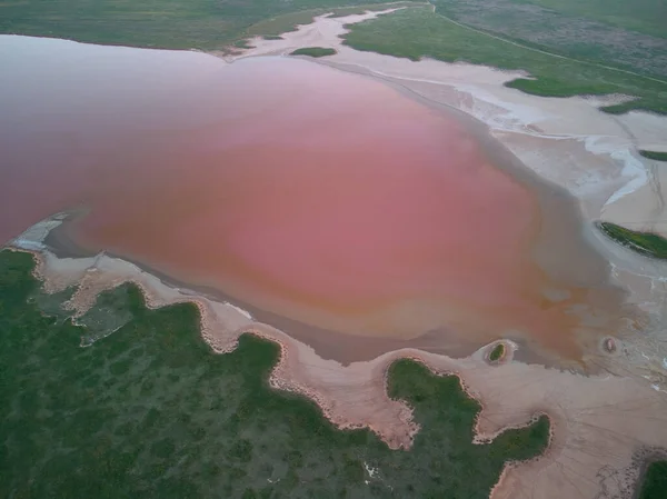 Вид Сверху Розовое Солёное Озеро Азов — стоковое фото