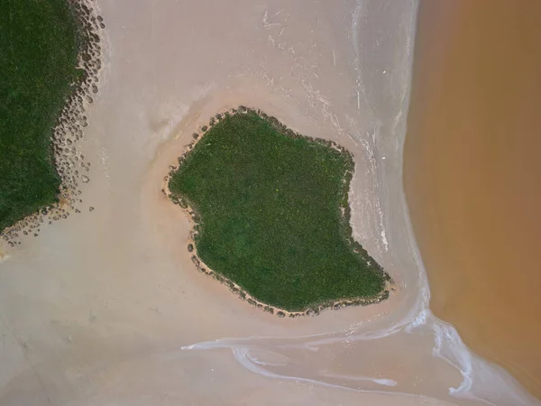 Vista Aérea Superior Lago Sal Rosa Azov Ucrânia — Fotografia de Stock