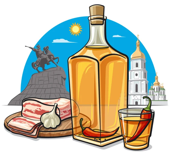 Ukraynalı votka serin biber ile — Stok Vektör
