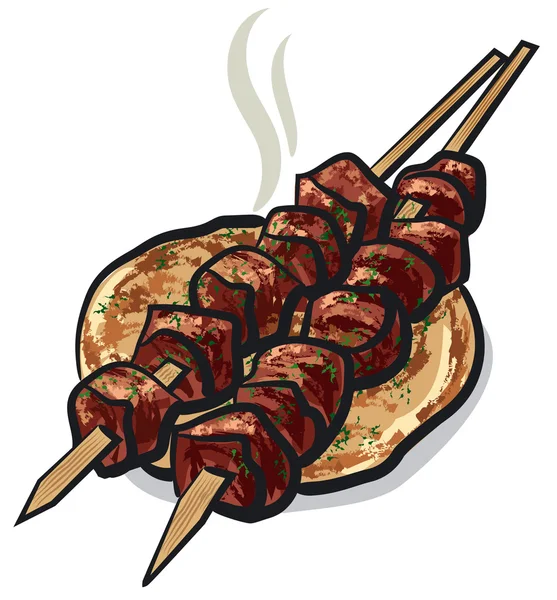 Hot meat kebab — Stock Vector