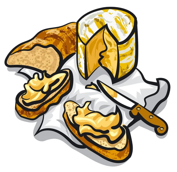 Cheese and bread — Stock Vector