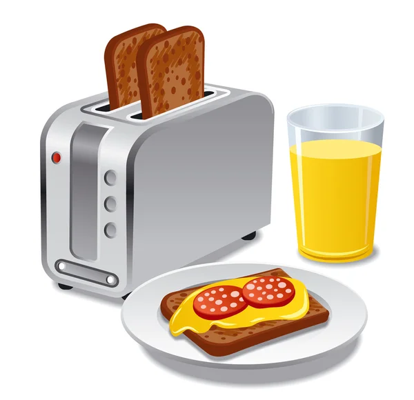 Petit déjeuner avec toasts — Image vectorielle