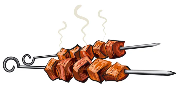 Carne kebab a la parrilla — Vector de stock