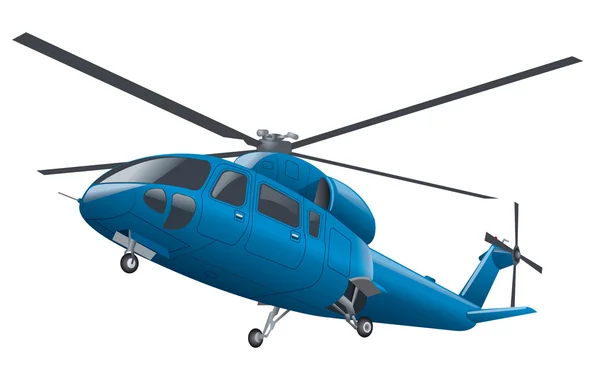 Flygande blå helikopter — Stock vektor