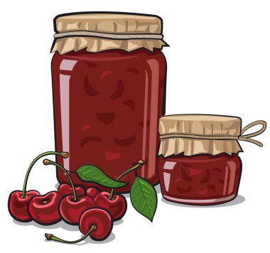 cherry jam in jar clipart